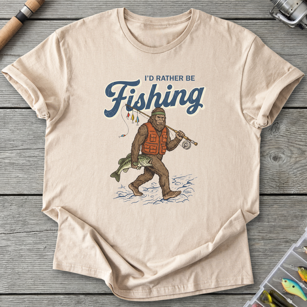 I'd Rather Be Fishing T-Shirt — Sand | River Giants Club