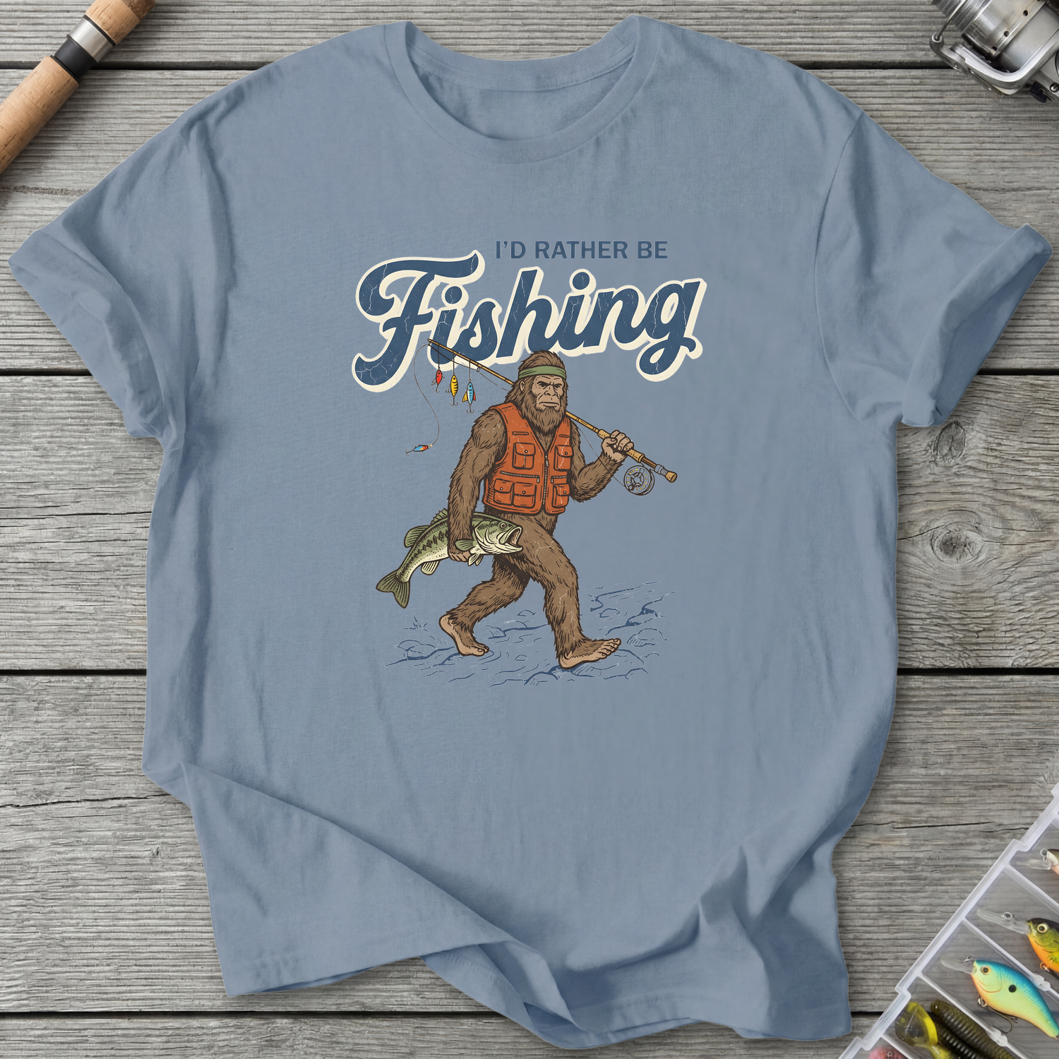 I'd Rather Be Fishing T-Shirt — Stone Blue | River Giants Club
