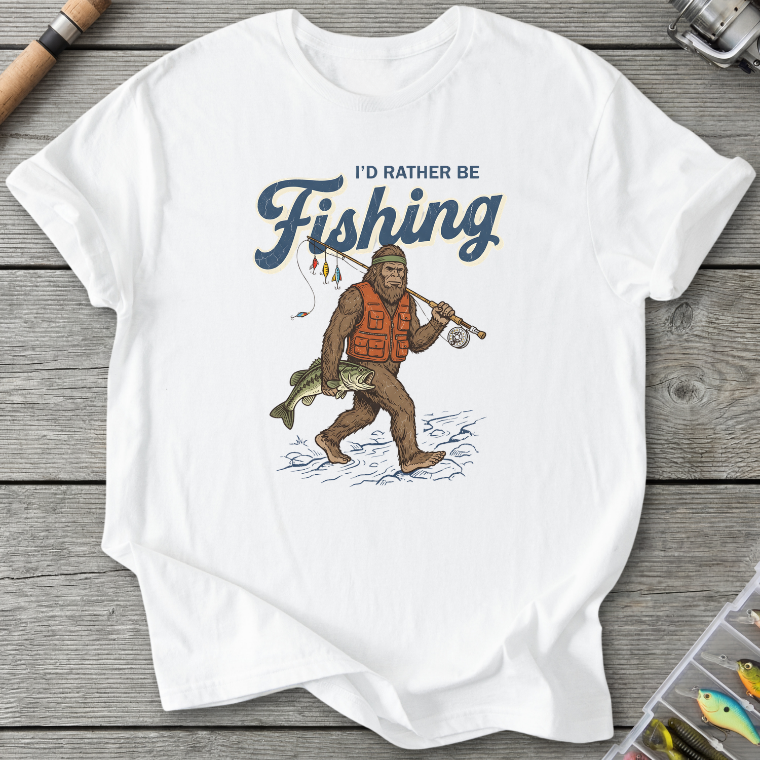 I'd Rather Be Fishing T-Shirt — White | River Giants Club