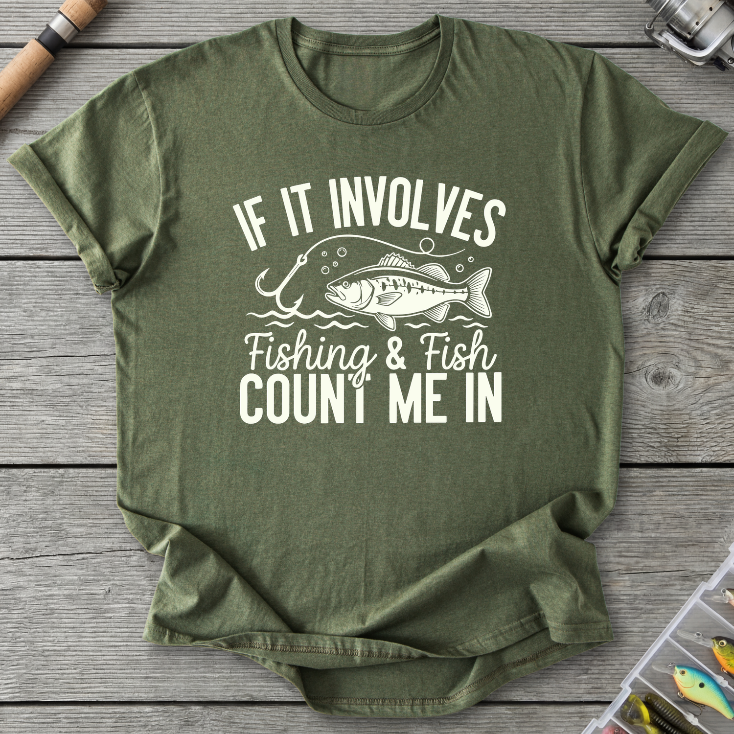 If It Involves Fishing T-Shirt — Military Green | River Giants Club