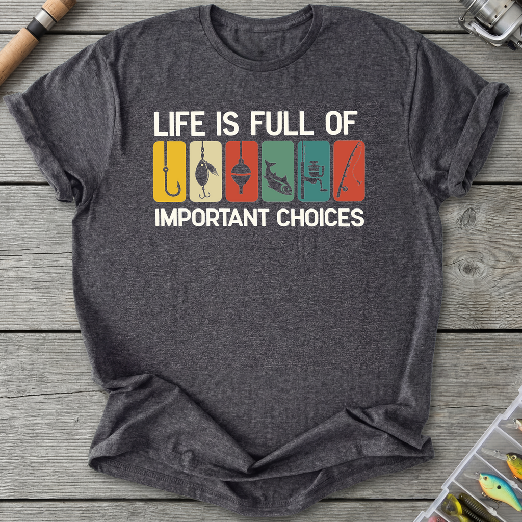 Important Choices T-Shirt — Dark Heather Grey | River Giants Club