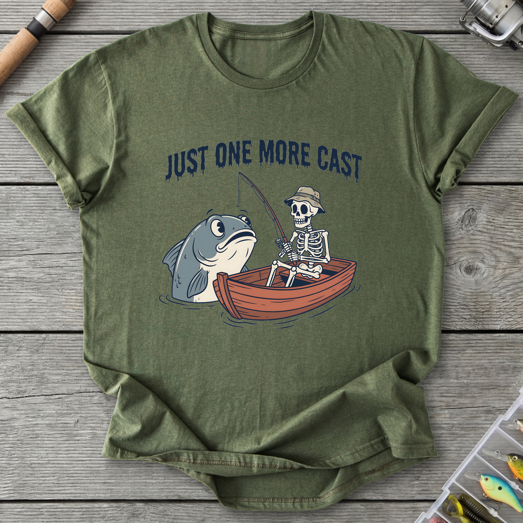 Just One More Cast Angler T-Shirt — Military Green | River Giants Club