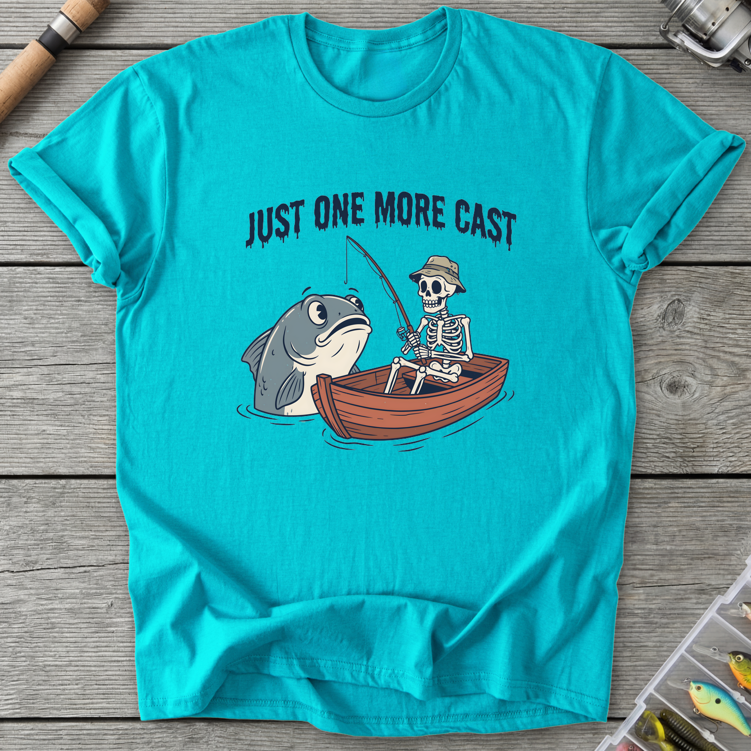 Just One More Cast Angler T-Shirt — Tropical Blue | River Giants Club