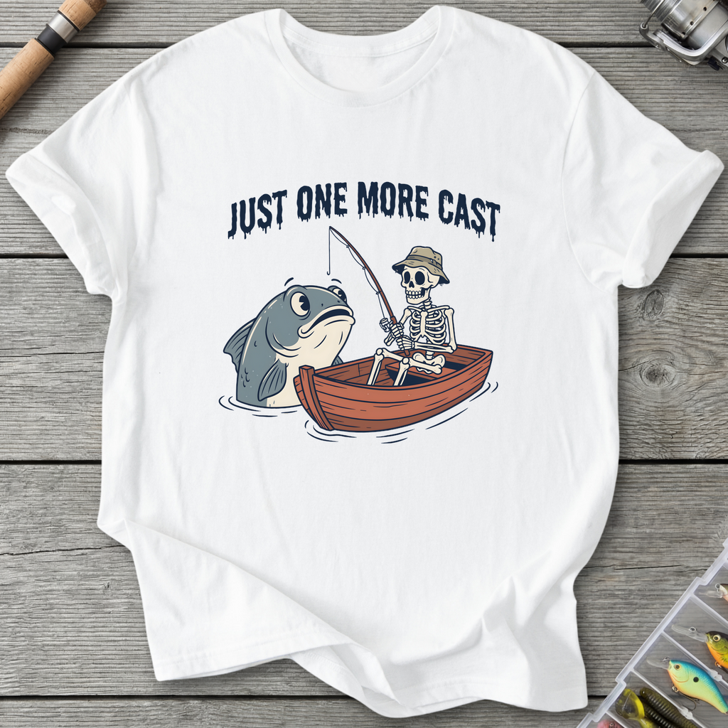 Just One More Cast Angler T-Shirt — White | River Giants Club