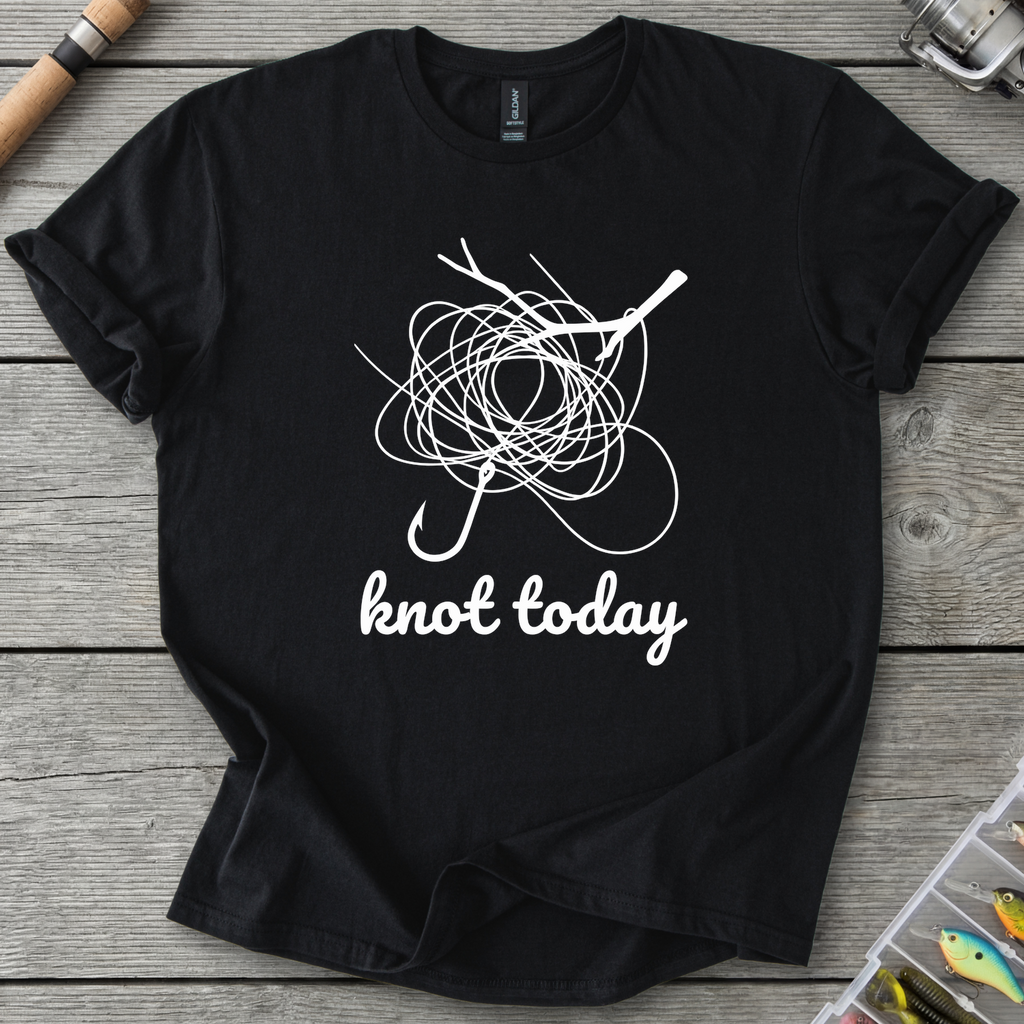 Knot Today Fishing Hook T-Shirt — Black | River Giants Club