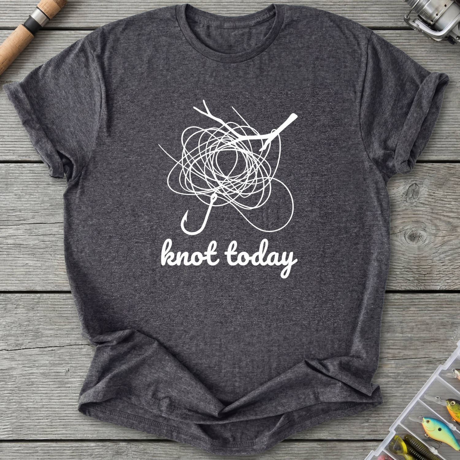 Knot Today Fishing Hook T-Shirt — Dark Heather Grey | River Giants Club