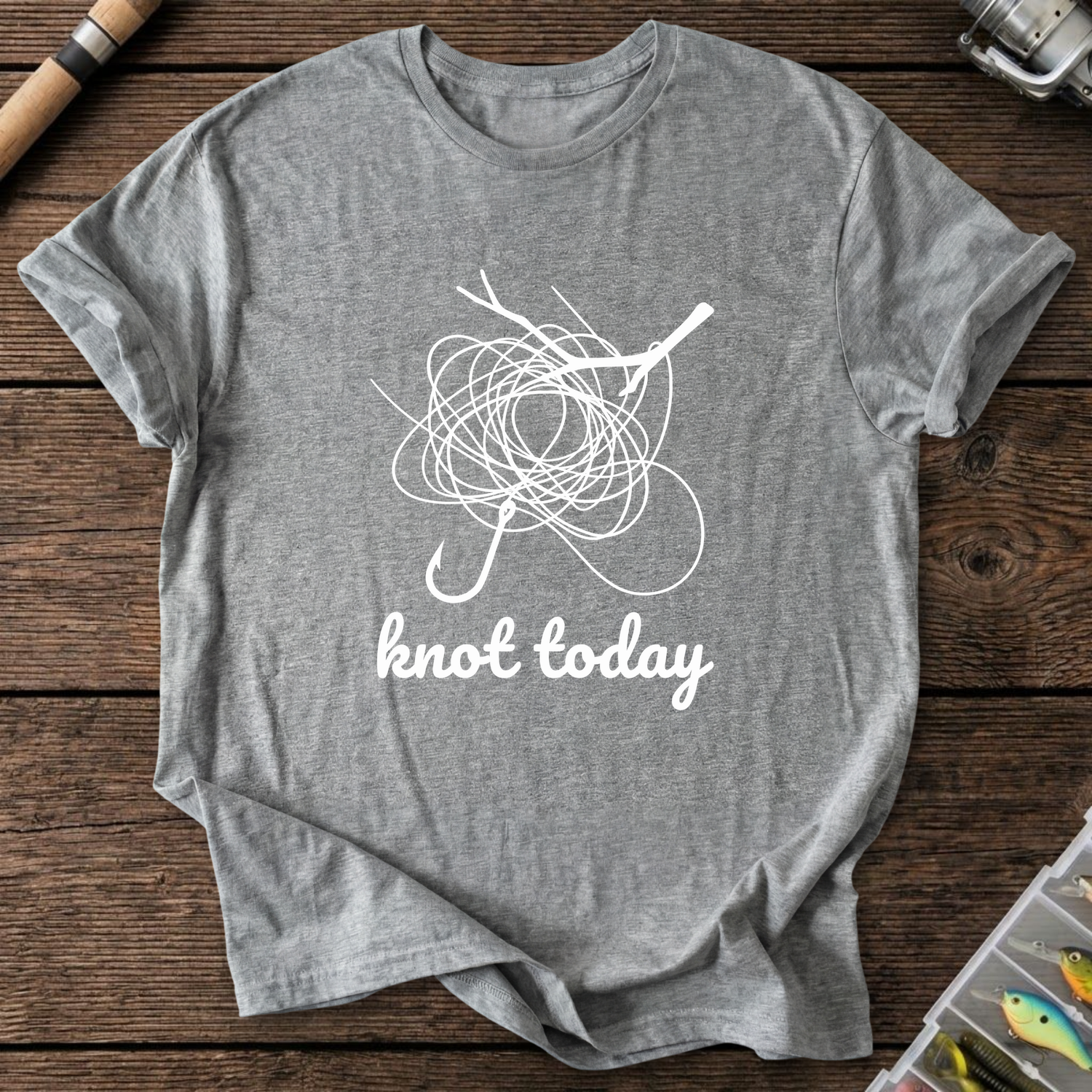 Knot Today Fishing Hook T-Shirt — Graphite Heather | River Giants Club