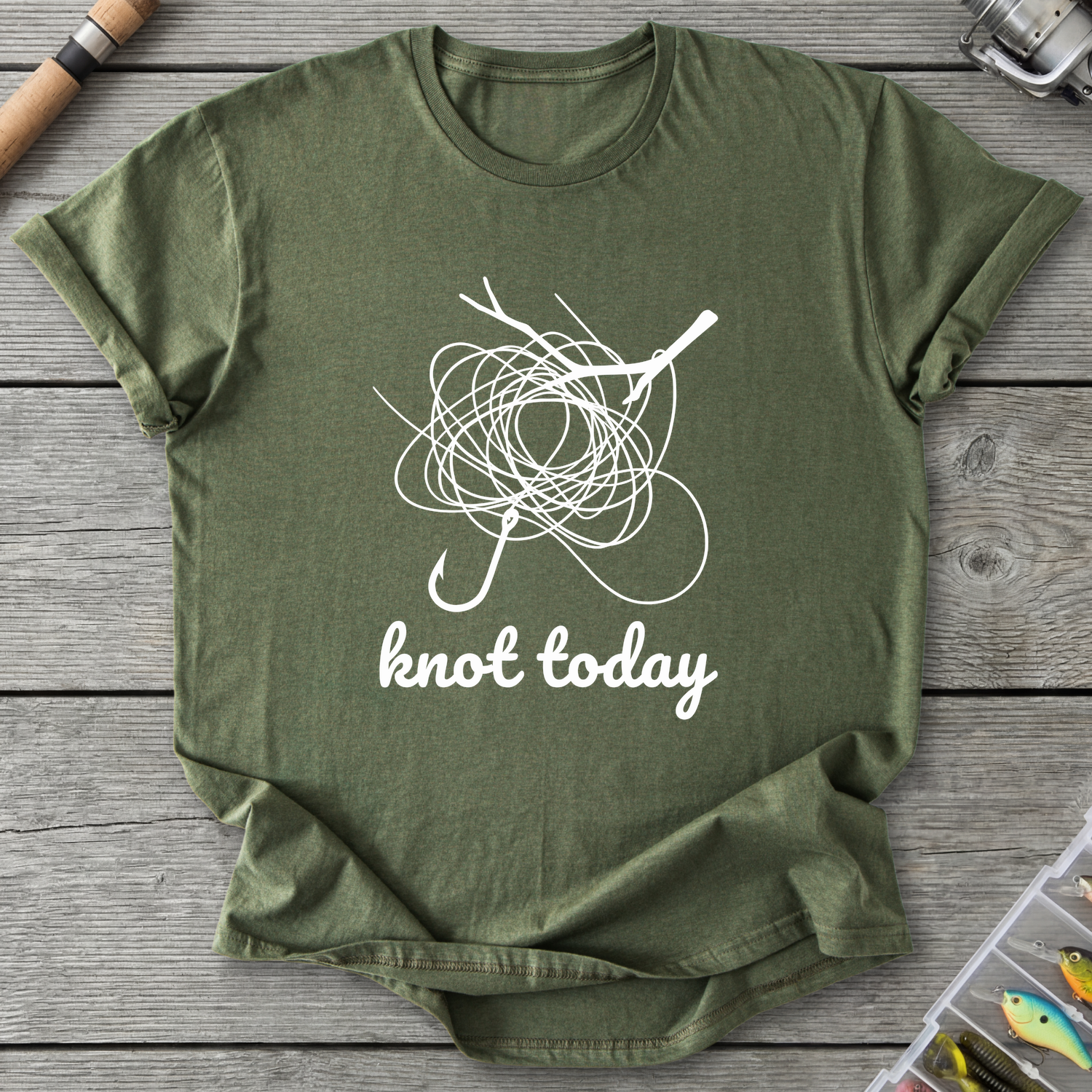Knot Today Fishing Hook T-Shirt — Military Green | River Giants Club