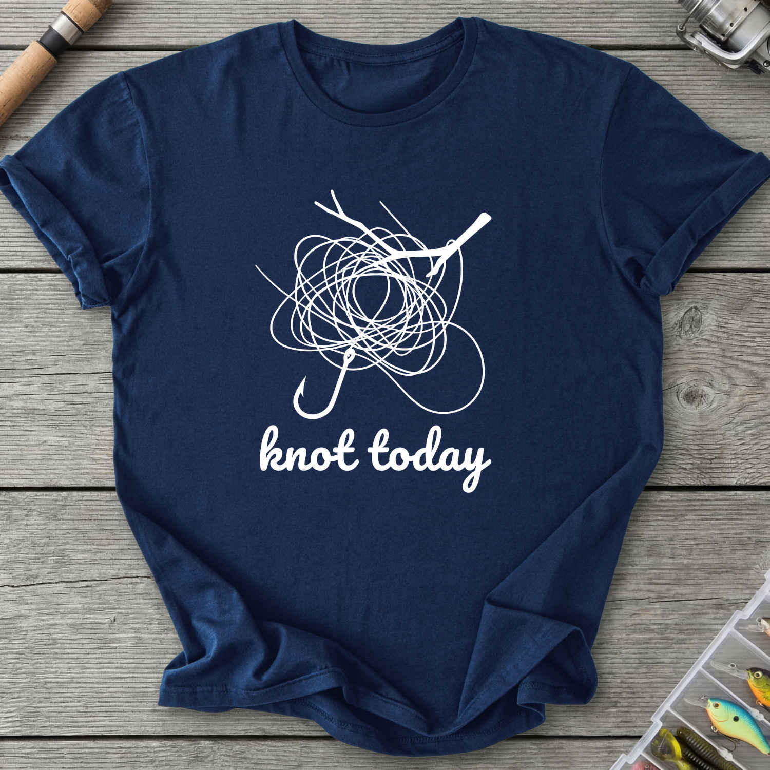Knot Today Fishing Hook T-Shirt — Navy | River Giants Club