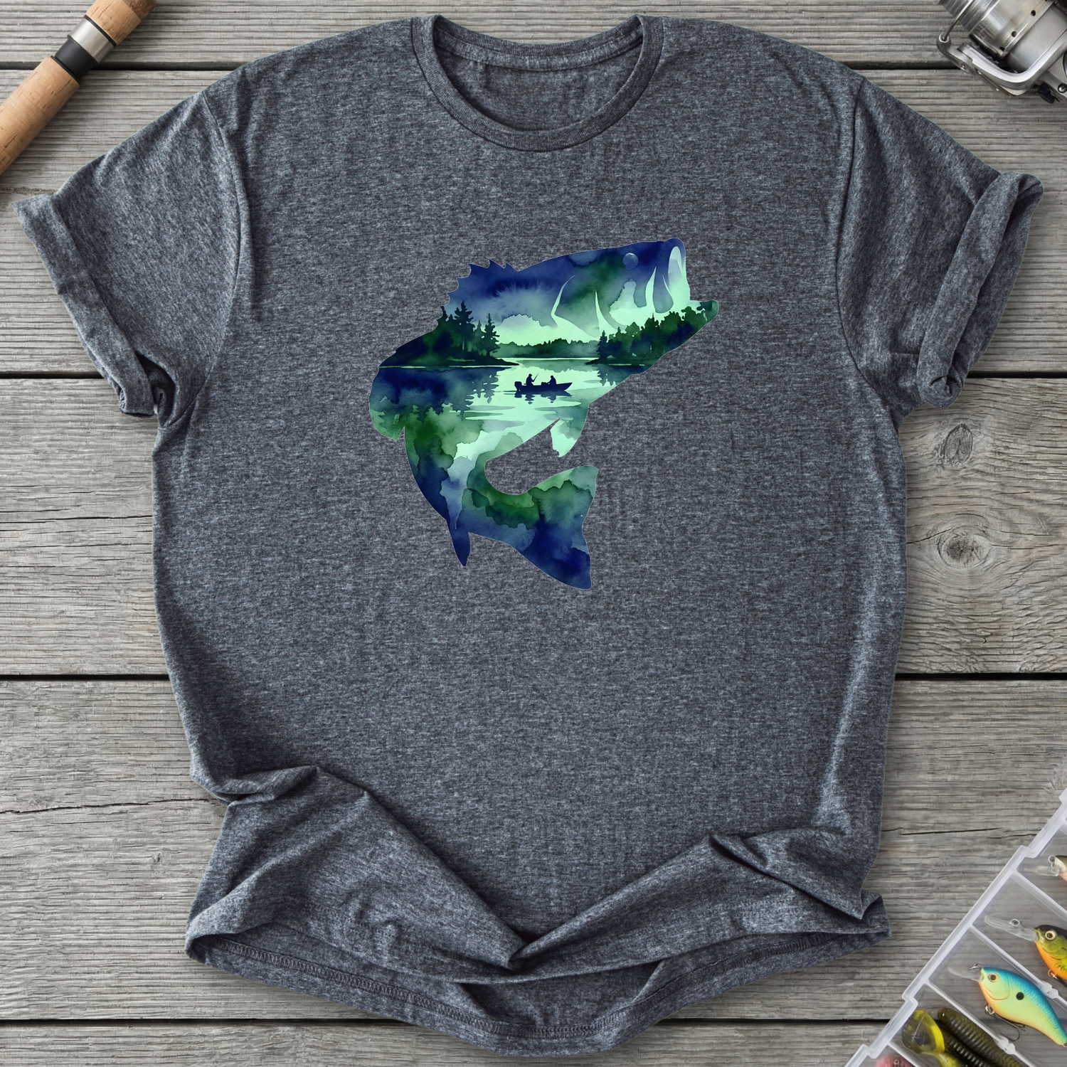 Largemouth Bass Silhouette T-Shirt — Dark Heather | River Giants Club