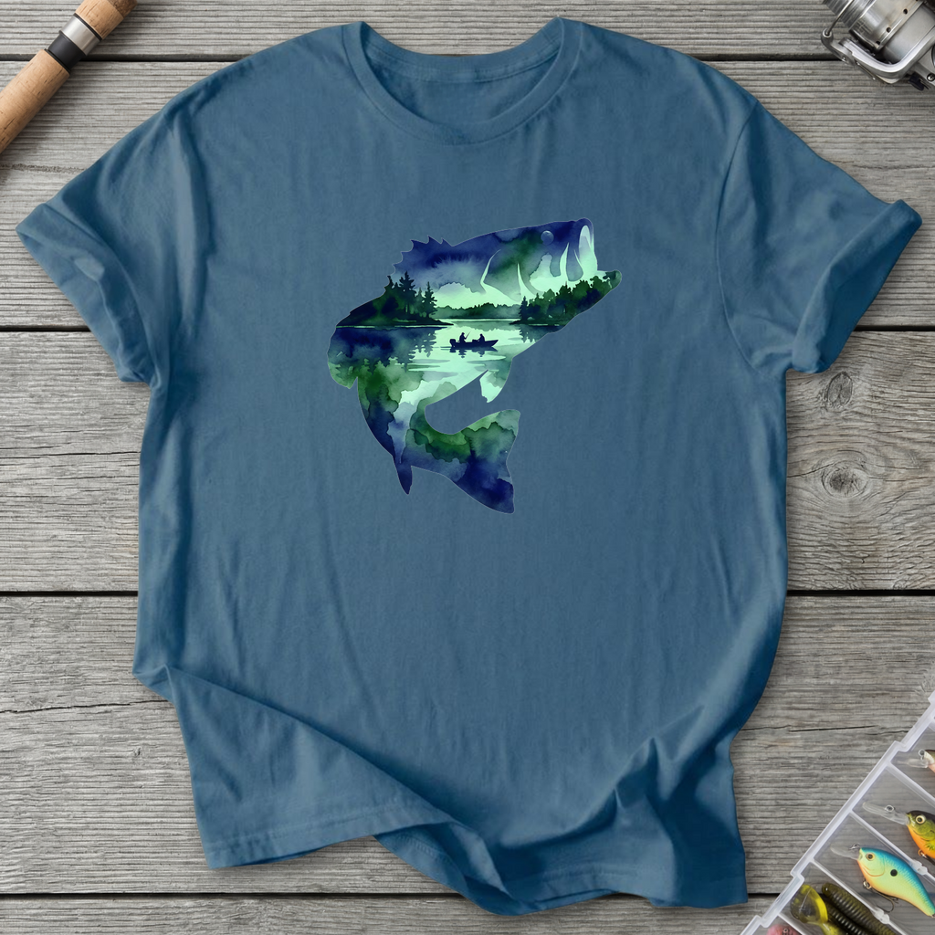 Largemouth Bass Silhouette T-Shirt — Indigo Blue | River Giants Club