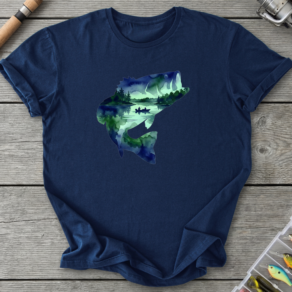 Largemouth Bass Silhouette T-Shirt — Navy | River Giants Club