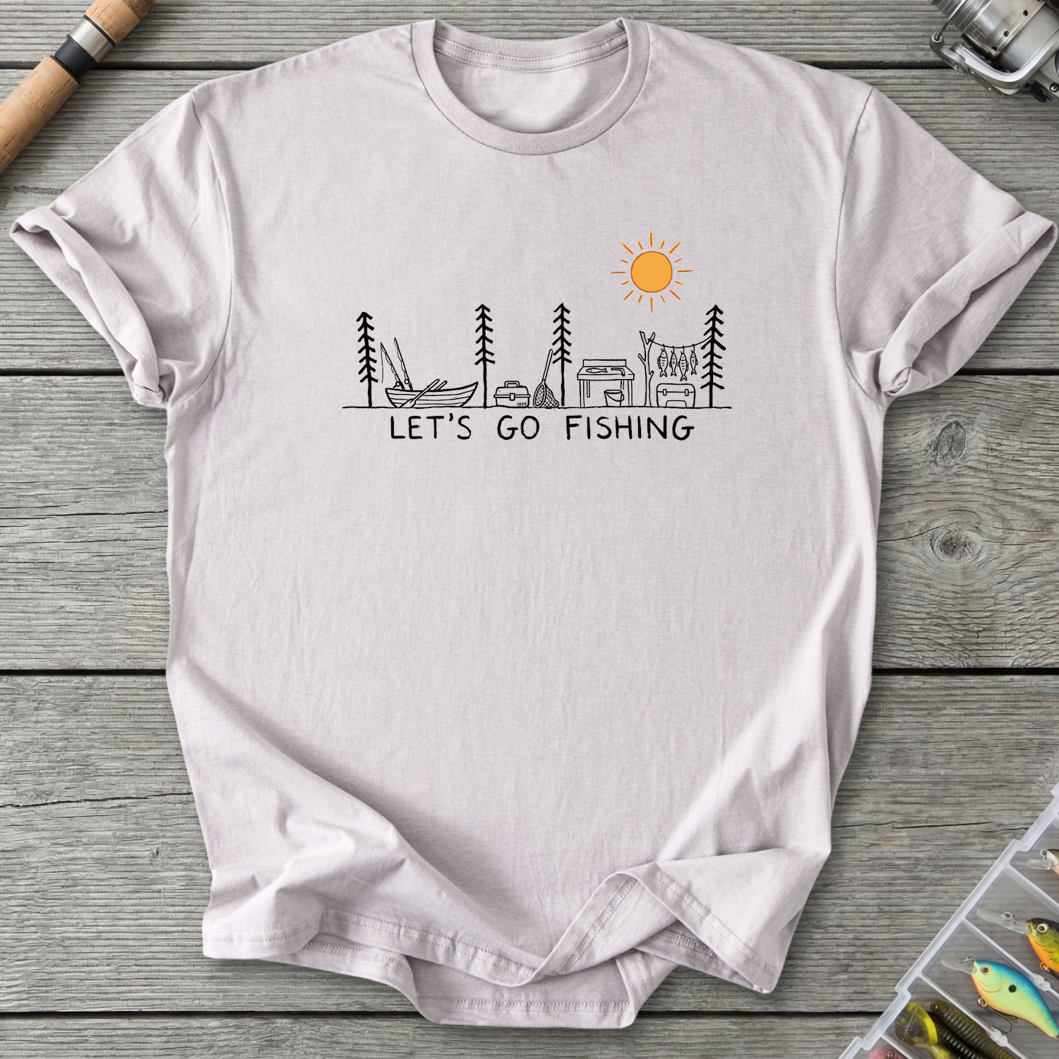 Let's Go Fishing T-Shirt — Ice Grey | River Giants Club