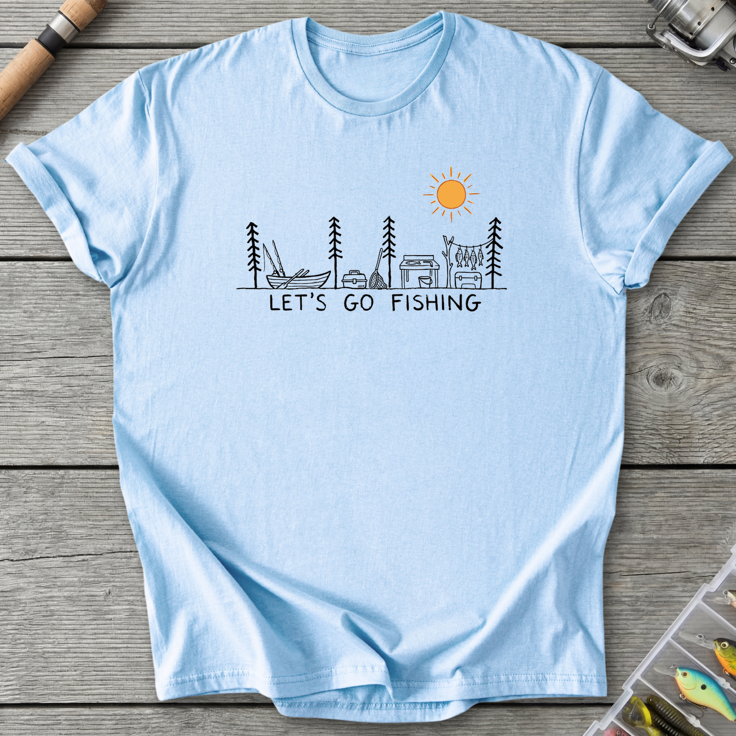 Let's Go Fishing T-Shirt — Light Blue | River Giants Club