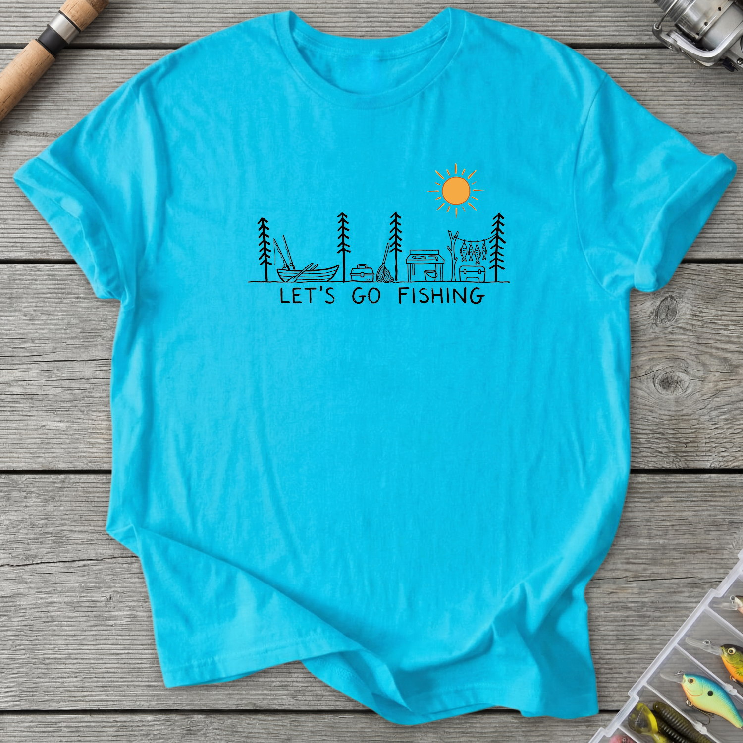 Let's Go Fishing T-Shirt — Sky | River Giants Club