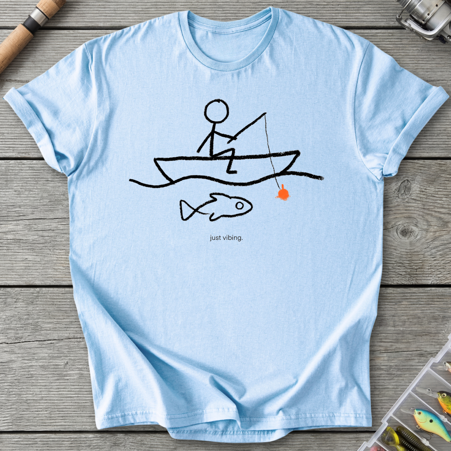 Just Vibing Fishing T-Shirt — Light Blue | River Giants Club