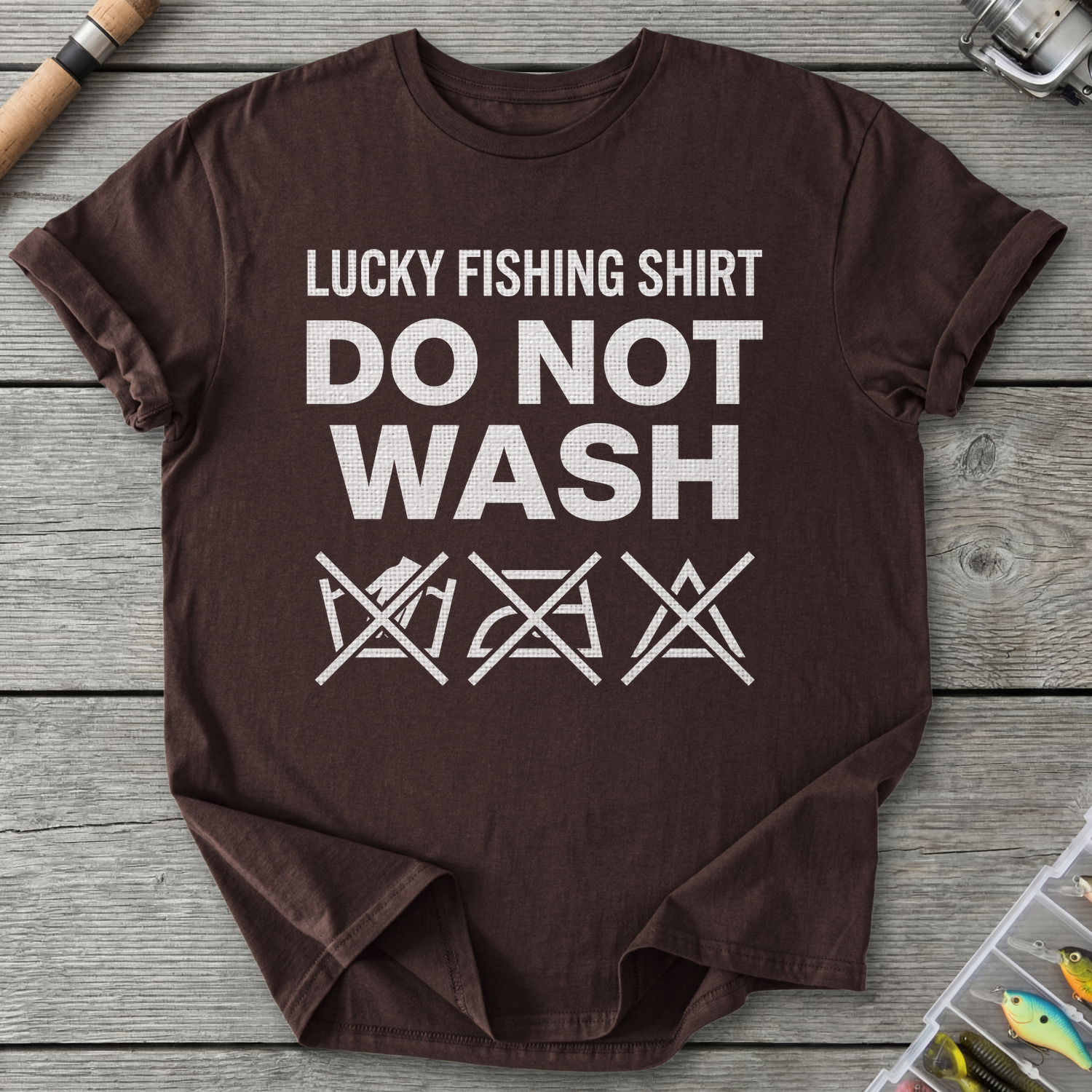 Lucky Fishing T-Shirt — Dark Chocolate | River Giants Club