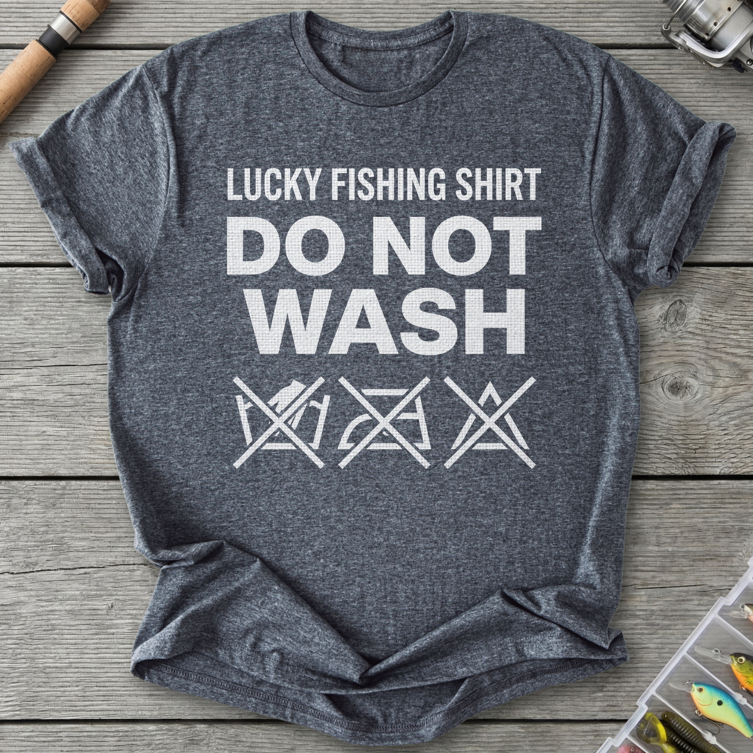 Lucky Fishing T-Shirt — Dark Heather | River Giants Club