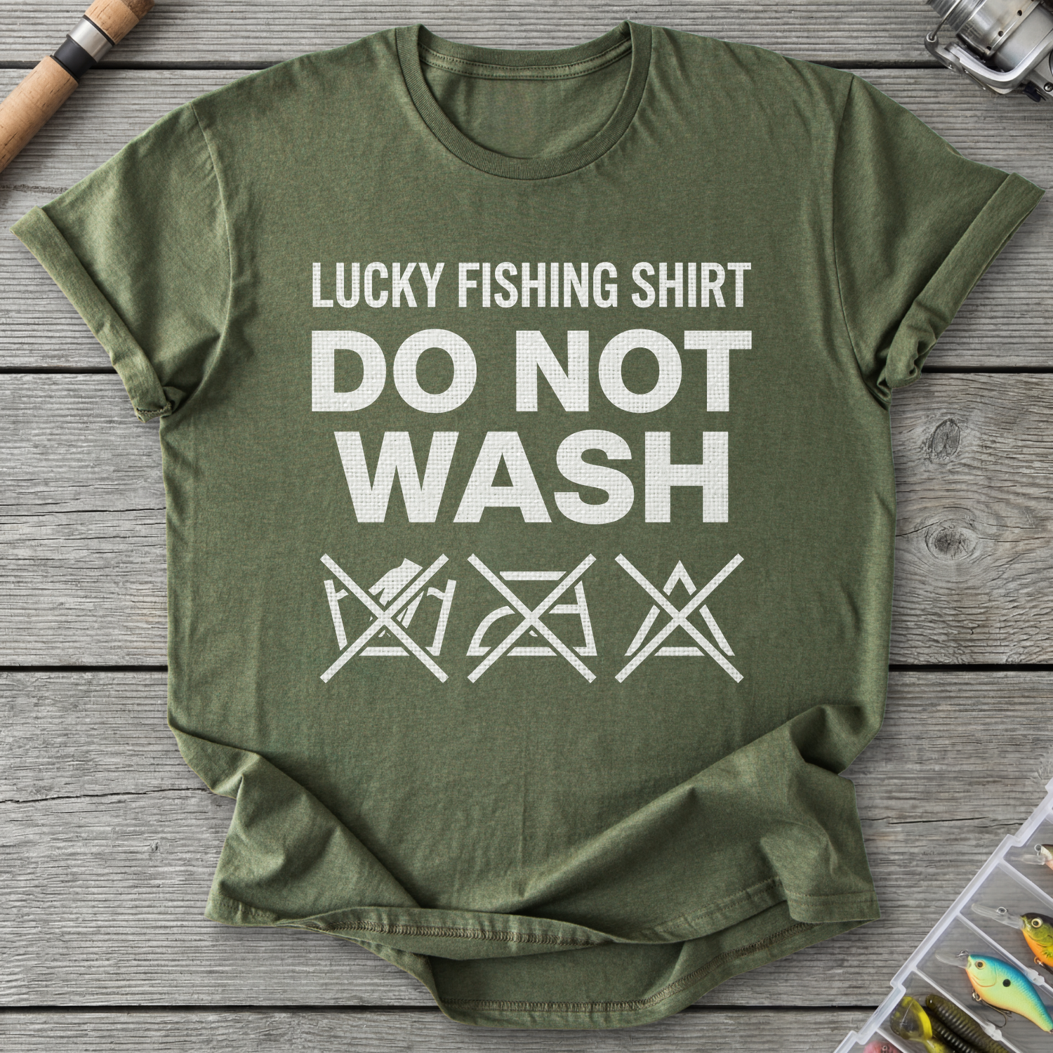 Lucky Fishing T-Shirt — Military Green | River Giants Club