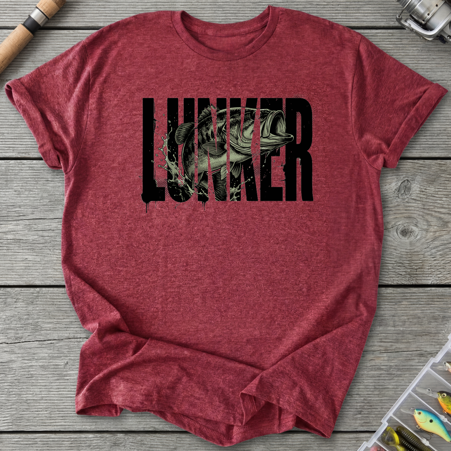 Lunker Fishing T-Shirt — Heather Cardinal | River Giants Club