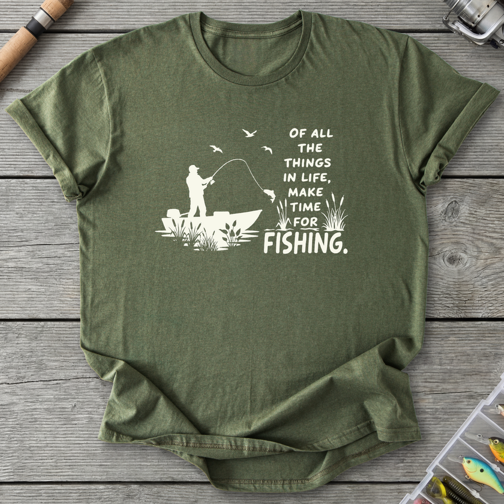 Make Time for Fishing T-Shirt — Military Green | River Giants Club