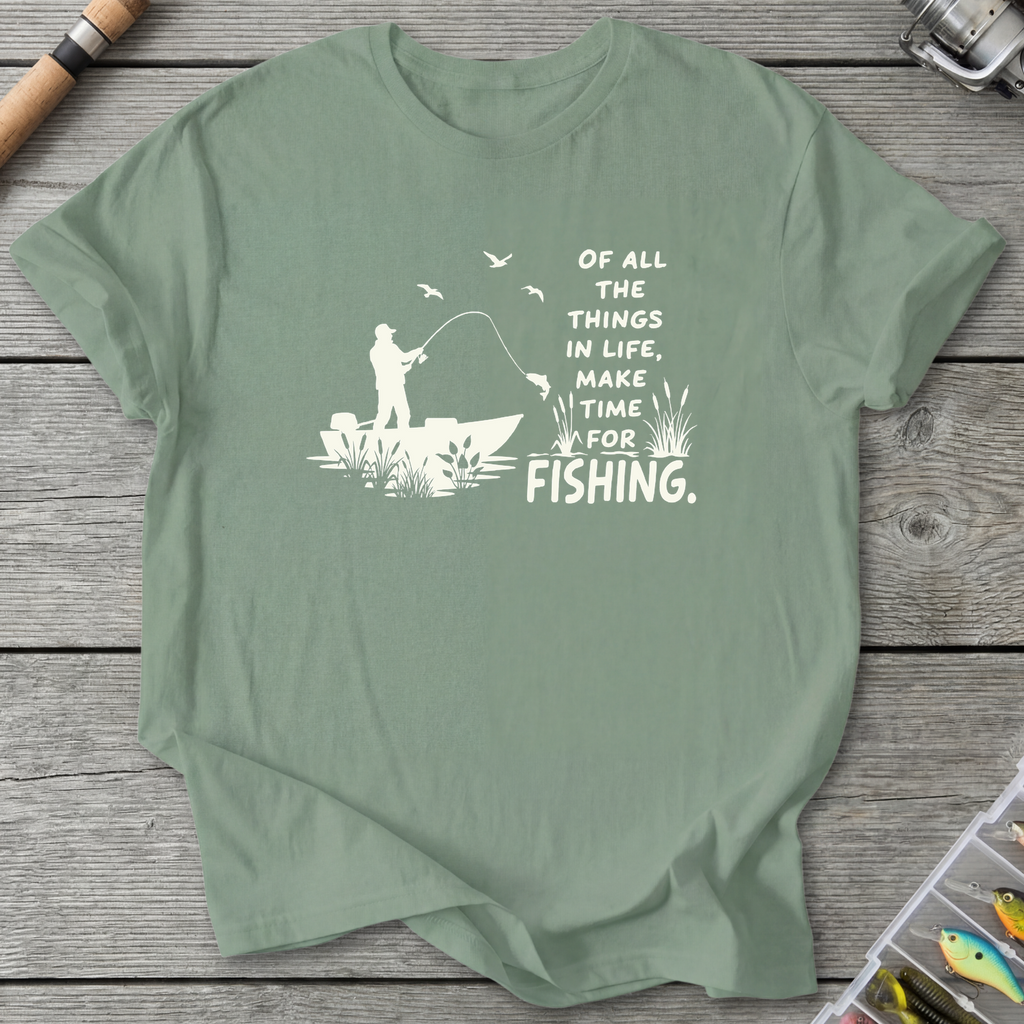 Make Time for Fishing T-Shirt — Sage | River Giants Club