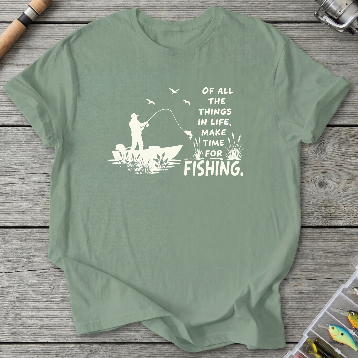 Make Time for Fishing T-Shirt — Sage | River Giants Club