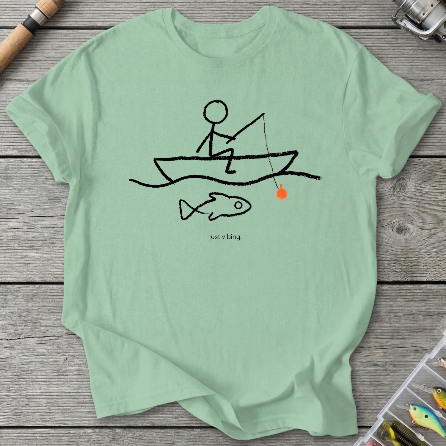Just Vibing Fishing T-Shirt — Mint Green | River Giants Club