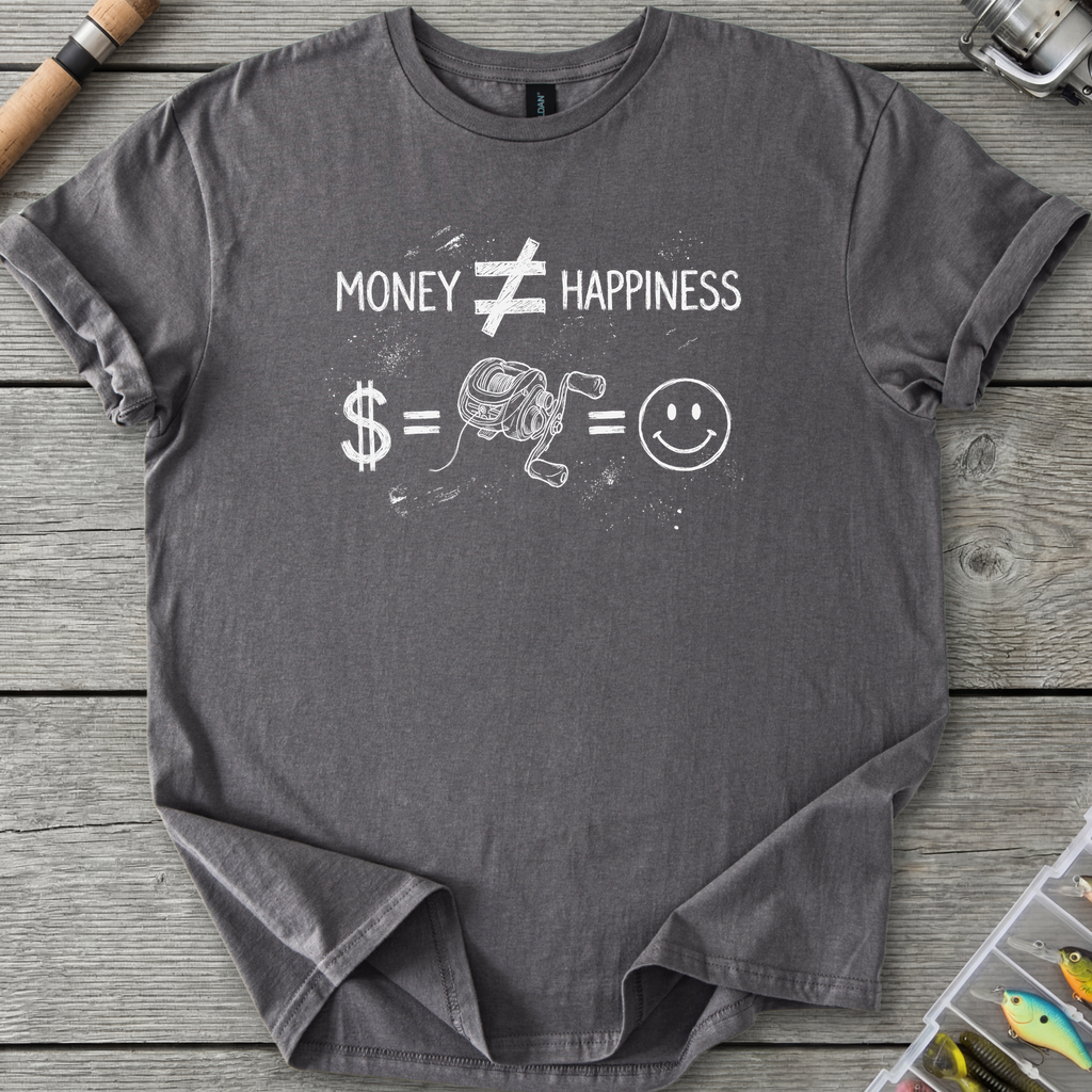 Money ≠ Happiness T-Shirt — Charcoal | River Giants Club