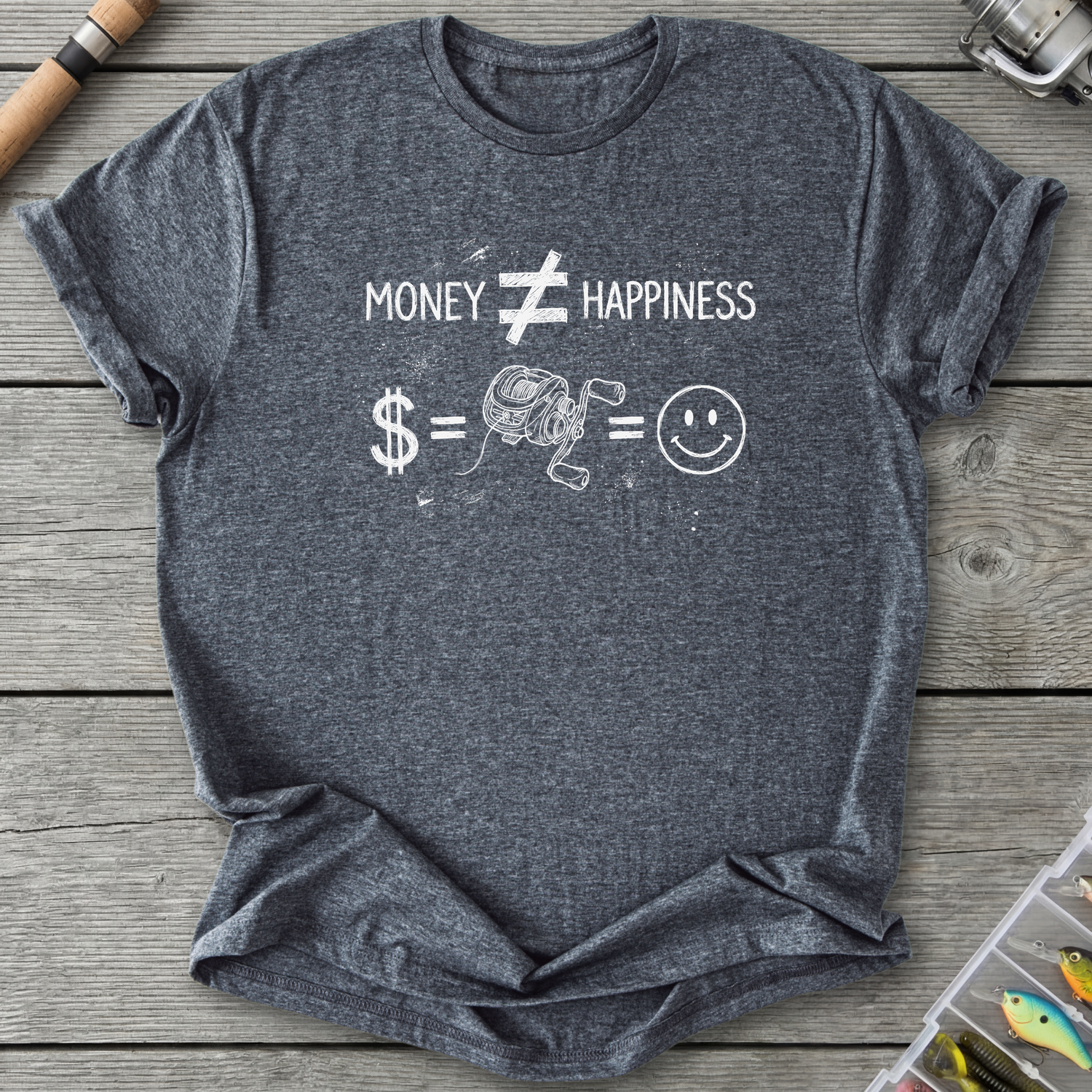 Money ≠ Happiness T-Shirt — Dark Heather | River Giants Club