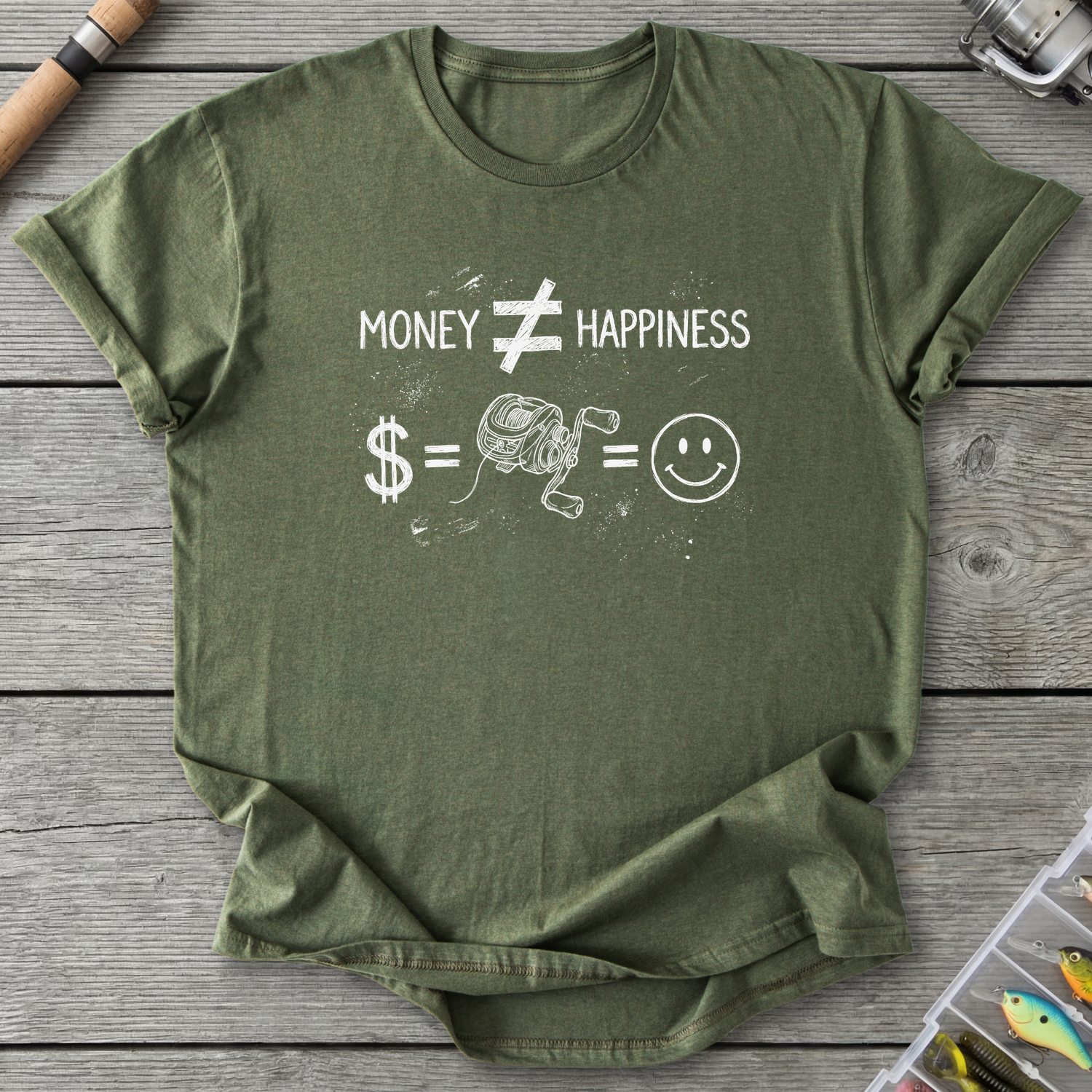 Money ≠ Happiness T-Shirt — Military Green | River Giants Club