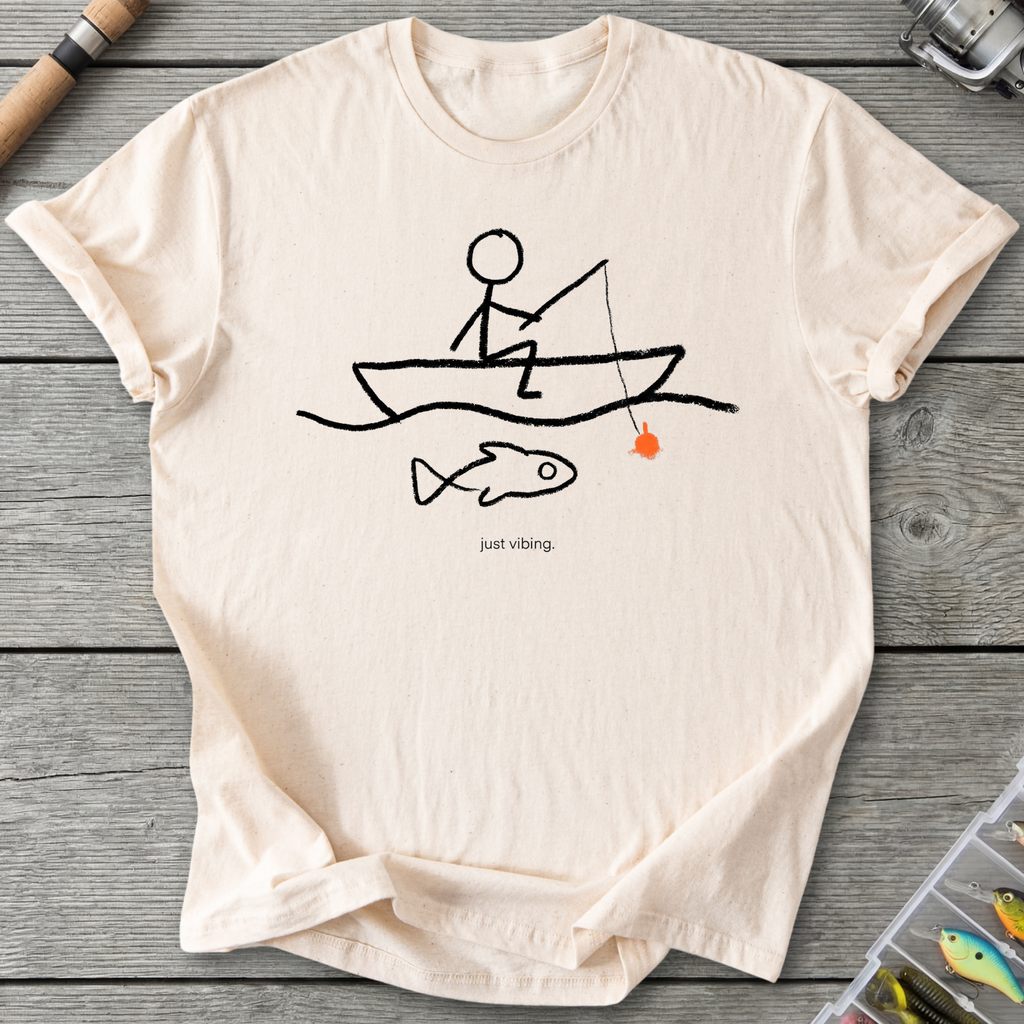 Just Vibing Fishing T-Shirt — Natural | River Giants Club