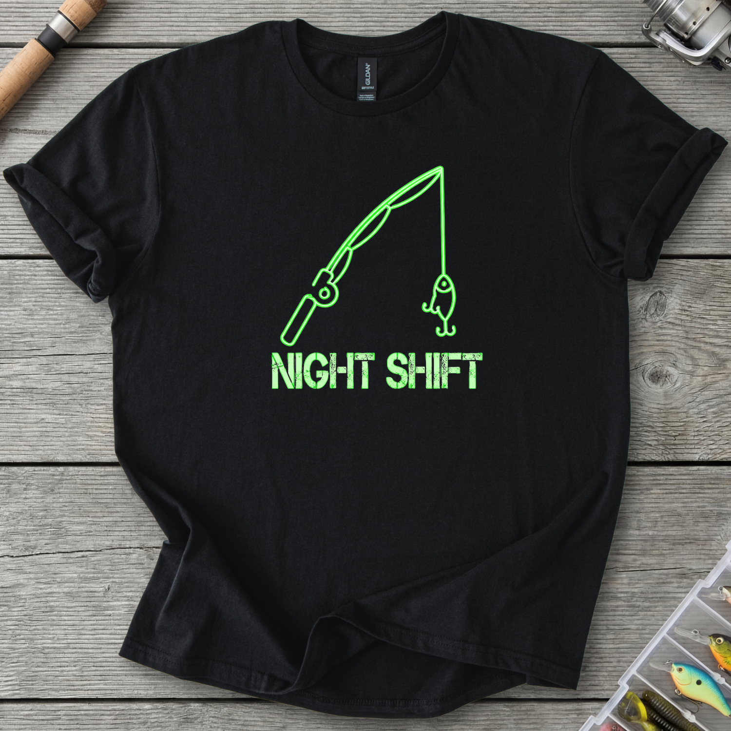 Night Shift Fishing T-Shirt — Black | River Giants Club
