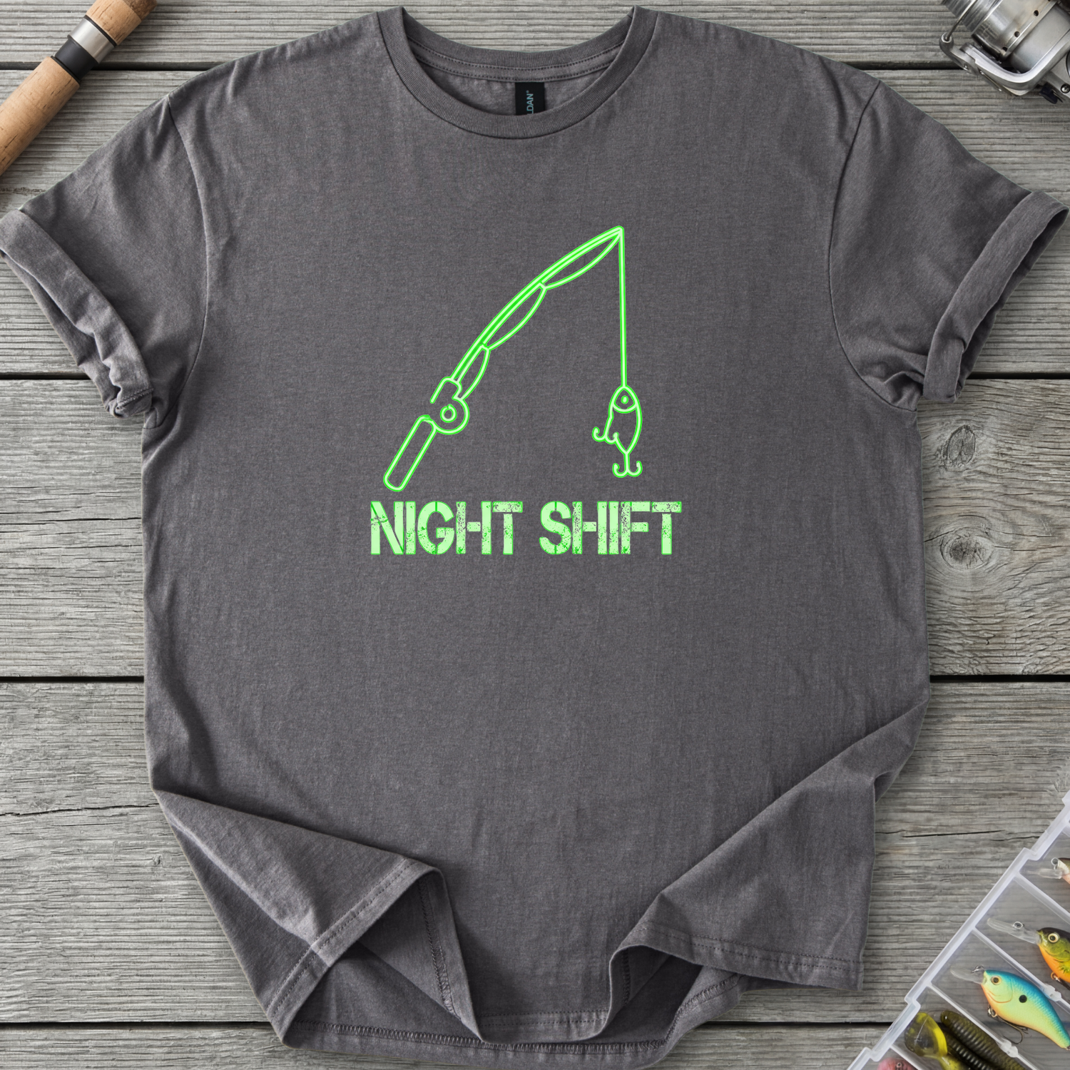 Night Shift Fishing T-Shirt — Charcoal | River Giants Club