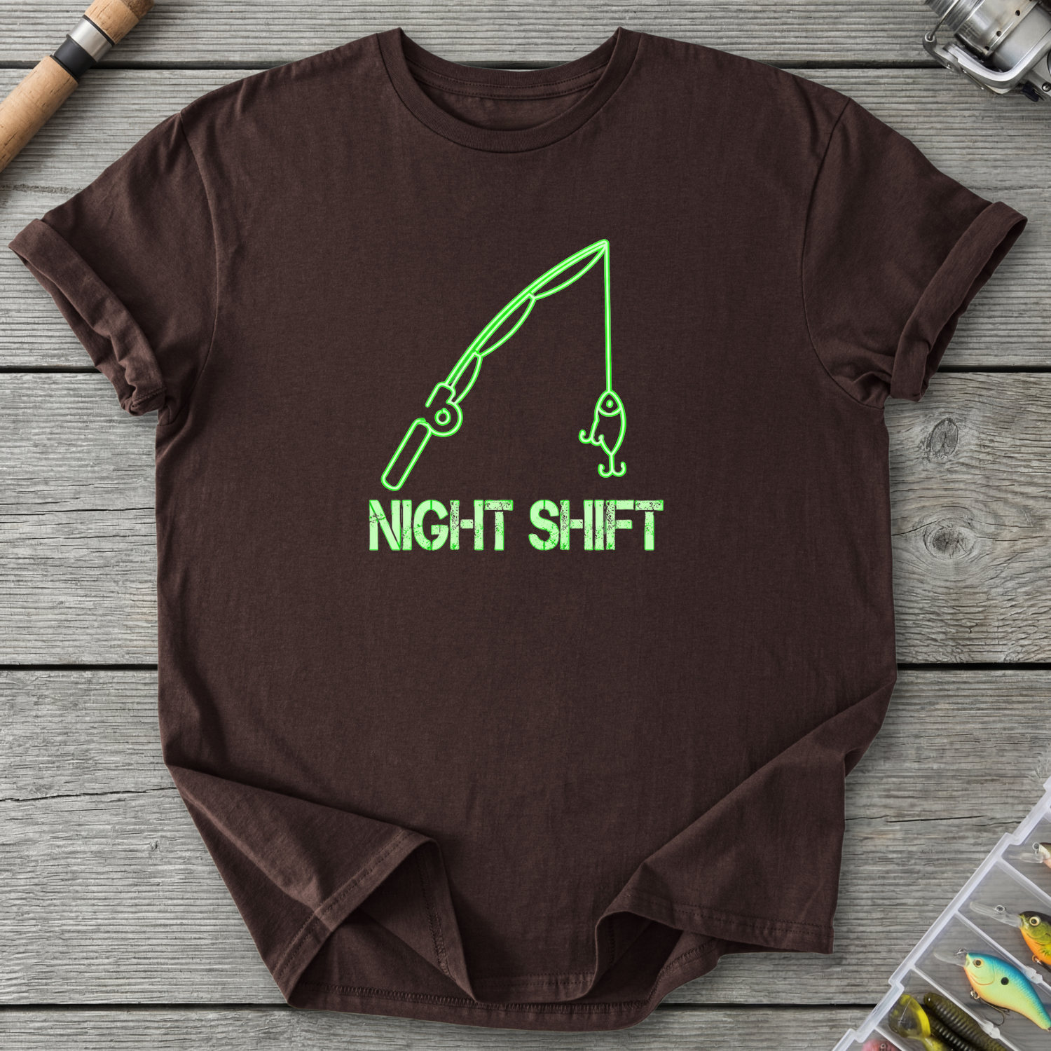 Night Shift Fishing T-Shirt — Dark Chocolate | River Giants Club