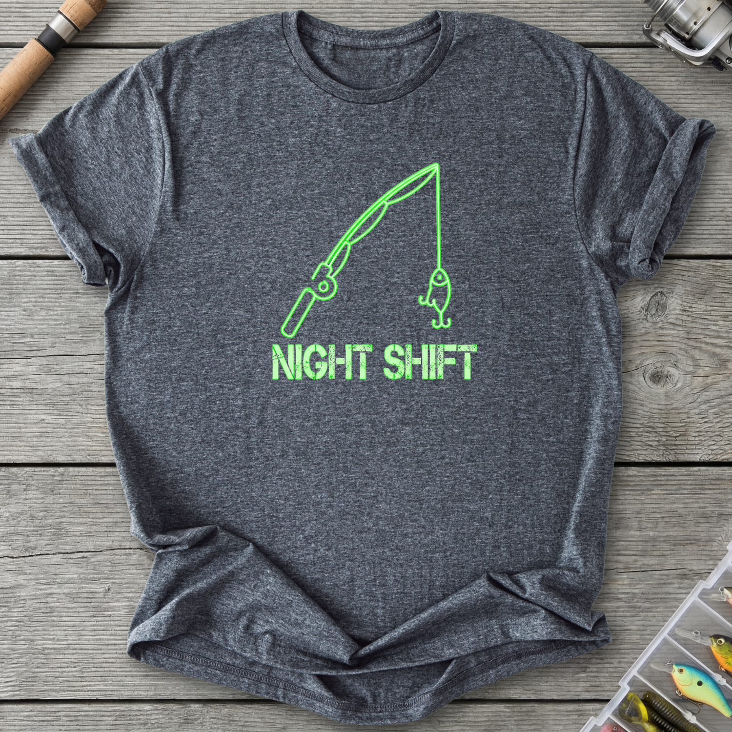 Night Shift Fishing T-Shirt — Dark Heather | River Giants Club