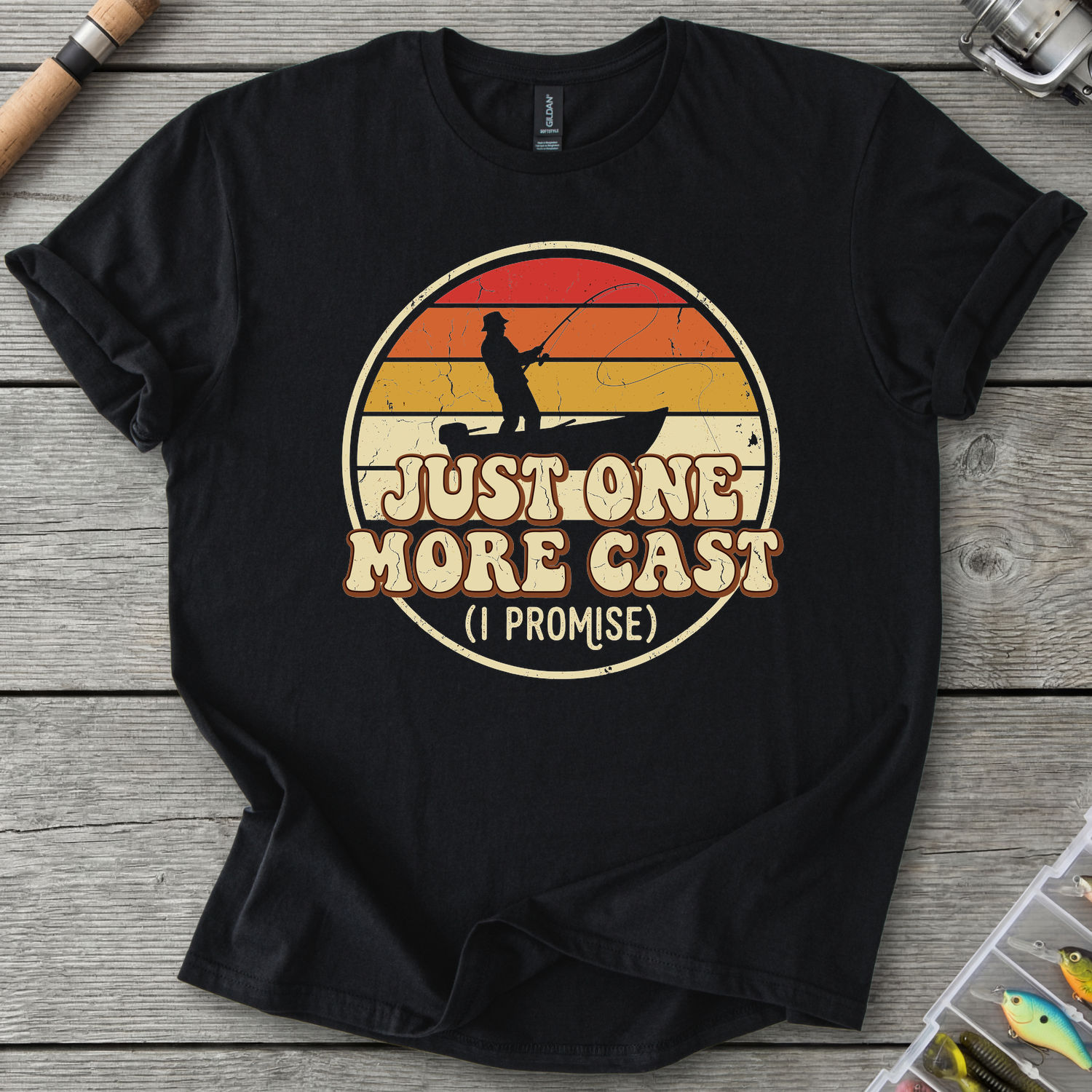 One More Cast I Promise T-Shirt — Black | River Giants Club