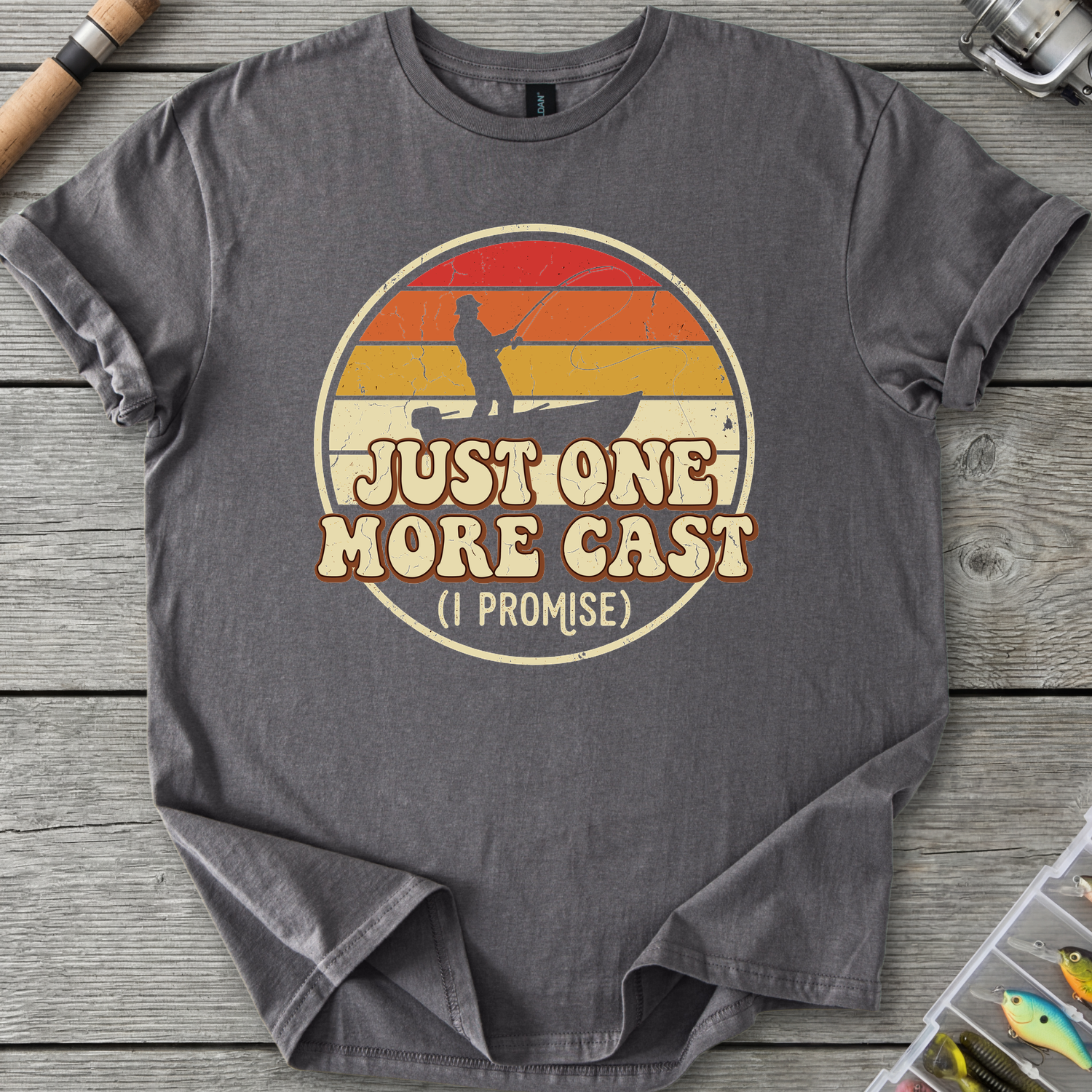 One More Cast I Promise T-Shirt — Charcoal | River Giants Club