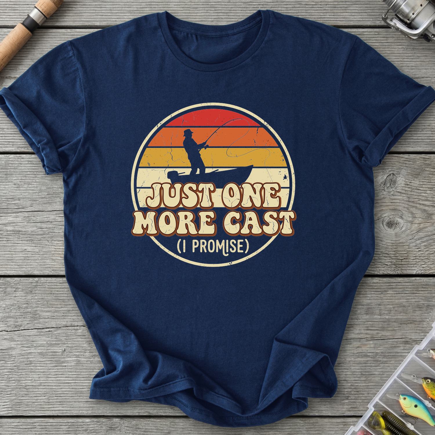 One More Cast I Promise T-Shirt — Navy | River Giants Club