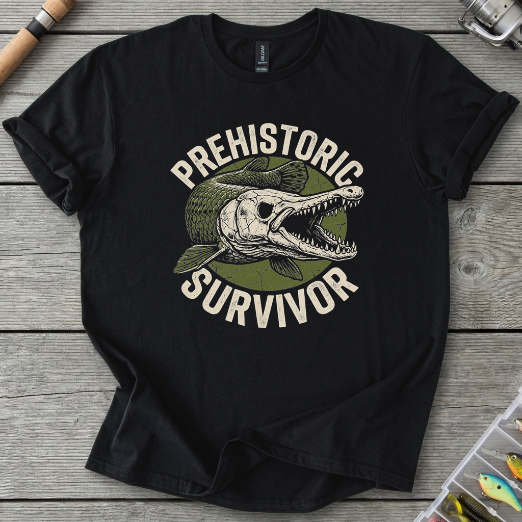 Prehistoric Alligator Gar T-Shirt — Black | River Giants Club
