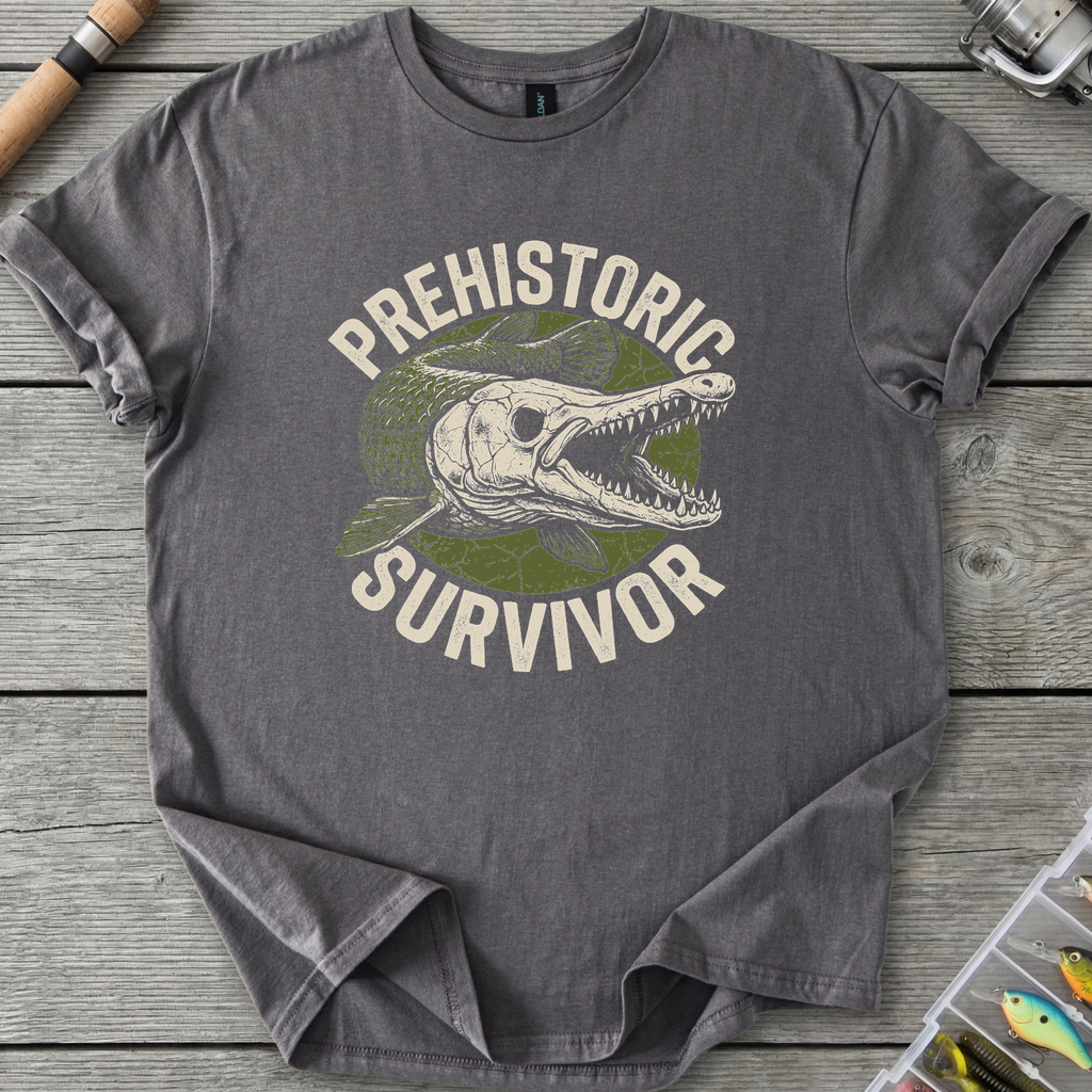 Prehistoric Alligator Gar T-Shirt — Charcoal | River Giants Club
