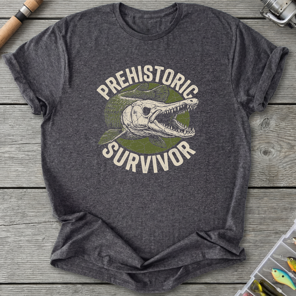 Prehistoric Alligator Gar T-Shirt — Dark Heather Grey | River Giants Club