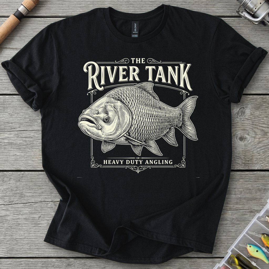 Siamese Carp River Tank T-Shirt — Black | River Giants Club