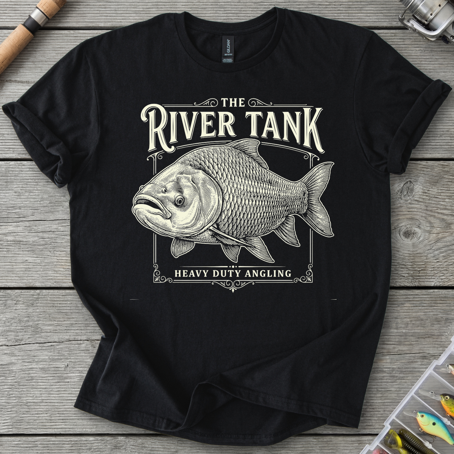 Siamese Carp River Tank T-Shirt — Black | River Giants Club