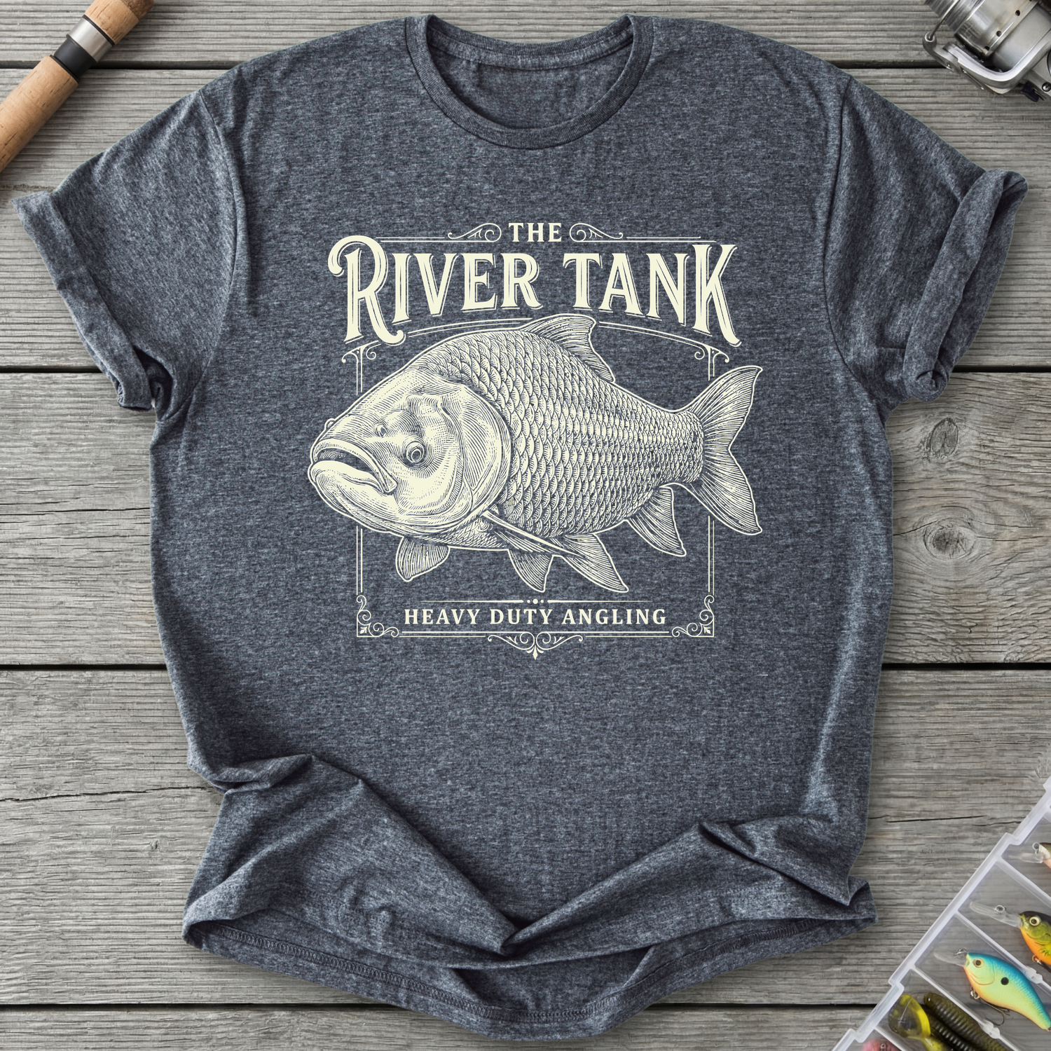 Siamese Carp River Tank T-Shirt — Dark Heather | River Giants Club