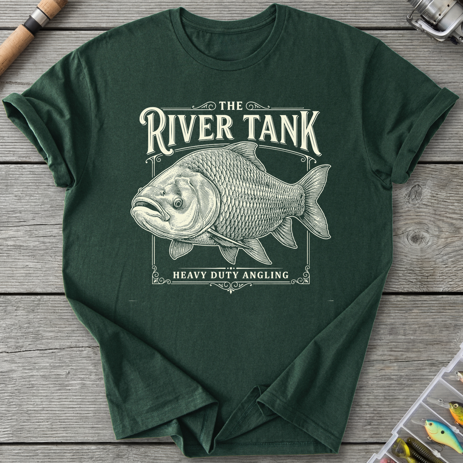 Siamese Carp River Tank T-Shirt — Forest Green | River Giants Club
