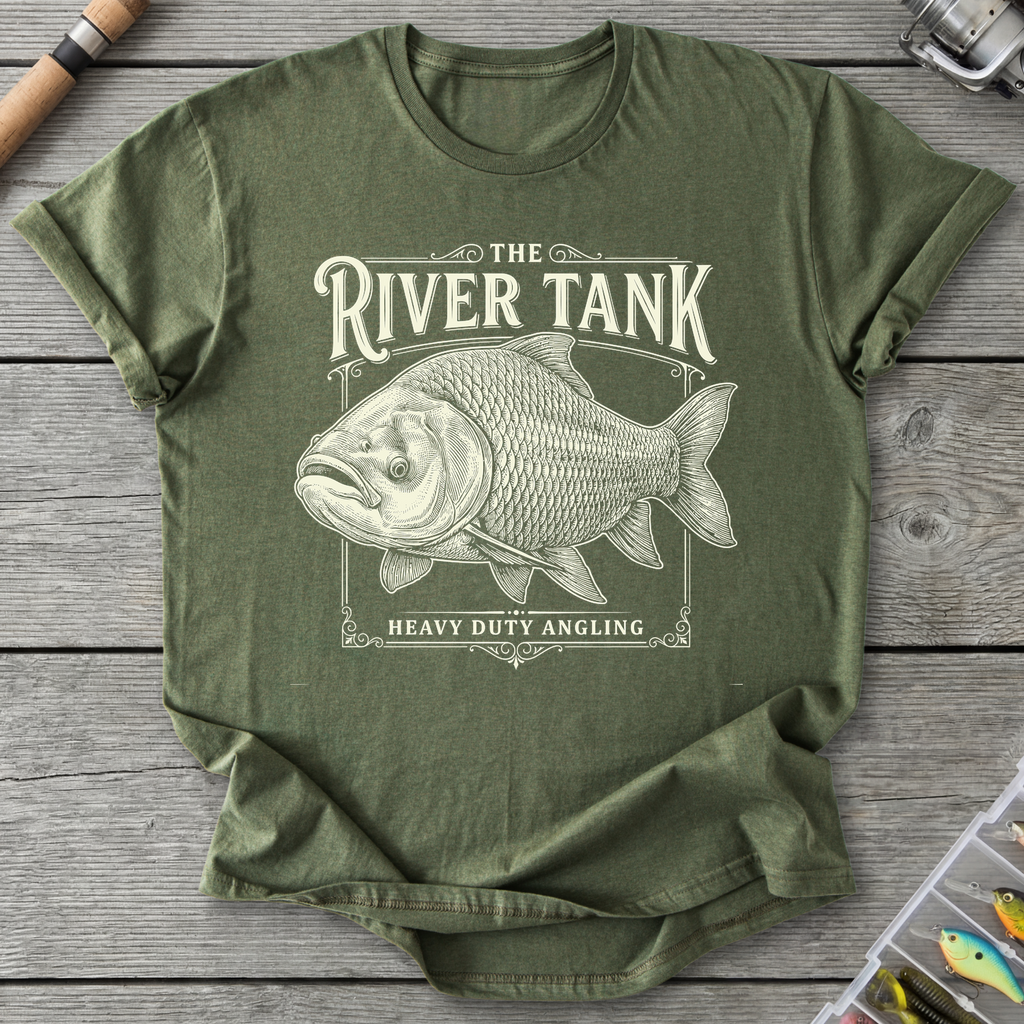 Siamese Carp River Tank T-Shirt — Military Green | River Giants Club