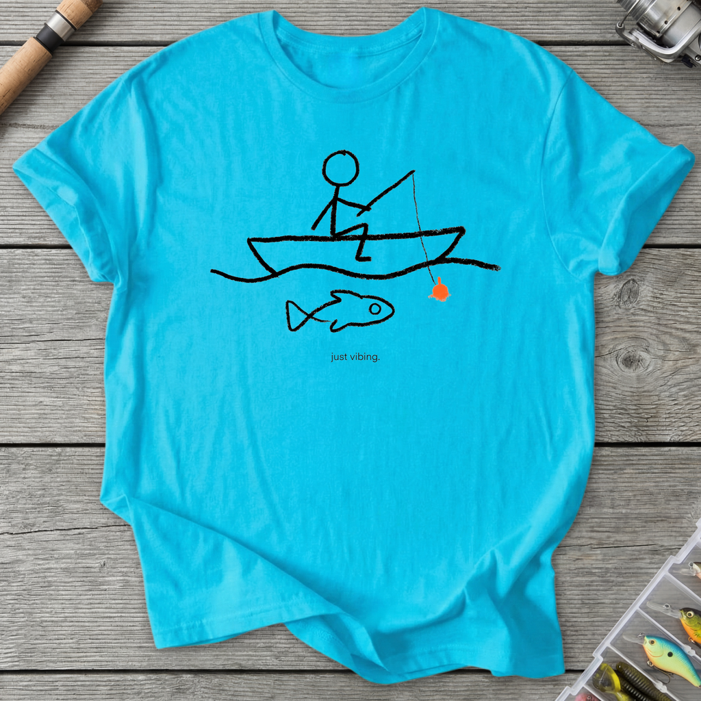 Just Vibing Fishing T-Shirt — Sky | River Giants Club