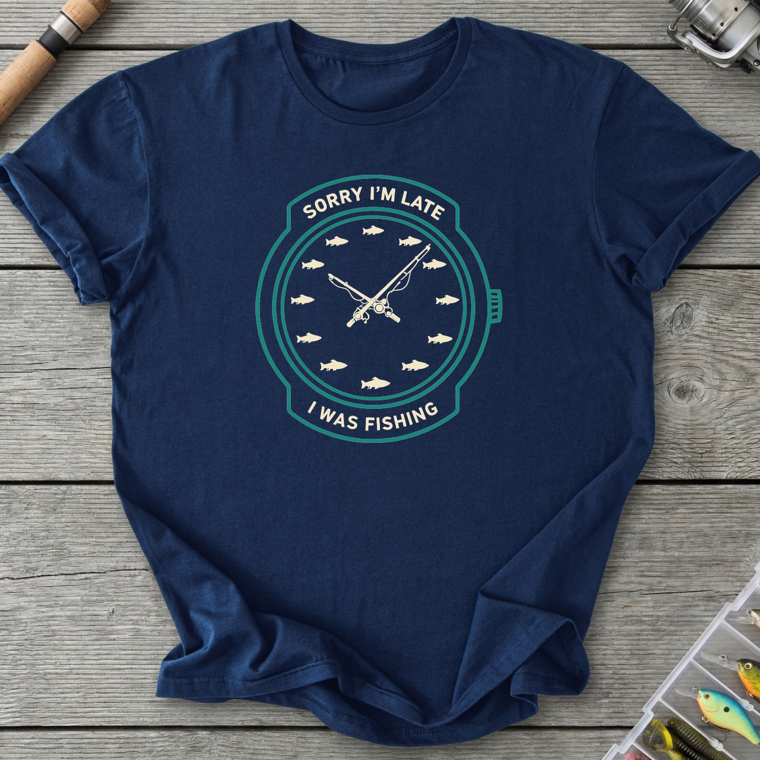 Sorry I’m Late I Was Fishing T-Shirt — Navy | River Giants Club