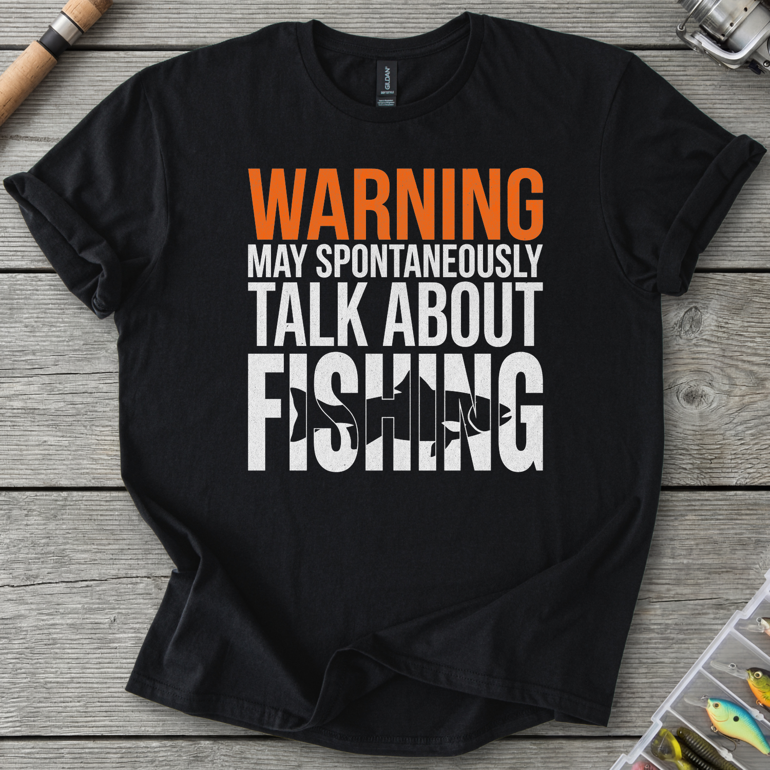 Spontaneously Talk About Fishing T-Shirt — Black | River Giants Club